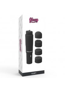 GLOSSY - KIESZONKOWY MASAŻER KURT 4 GŁOWICE CZARNY