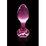 ICICLES - SZKLANY KOREK ANALNY Z ZATYCZKĄ W KSZTAŁCIE KWIATU