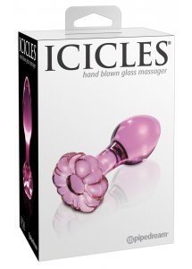 ICICLES - SZKLANY KOREK ANALNY Z ZATYCZKĄ W KSZTAŁCIE KWIATU