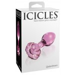 ICICLES - SZKLANY KOREK ANALNY Z ZATYCZKĄ W KSZTAŁCIE KWIATU