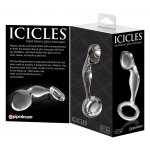ICICLES - ZAKRZYWIONY SZKLANY KOREK IDEALNY DO MASAŻU 