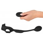 REBEL - PIERŚCIEŃ NA JĄDRA I PENISA Z WTYCZKĄ WIBRO-ANALNĄ CZARNY