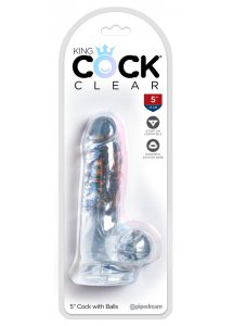 KING COCK CLEAR - REALISTYCZNE PRZEZROCZYSTE DILDO Z JĄDRAMI 13CM
