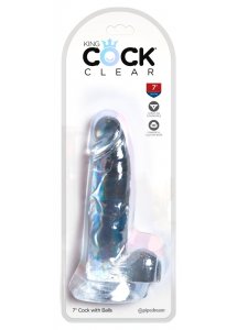 KING COCK CLEAR - REALISTYCZNE PRZEZROCZYSTE DILDO Z JĄDRAMI 18CM