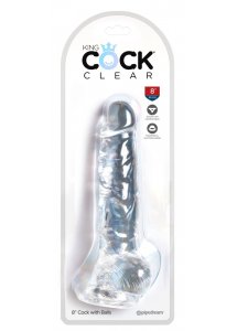 KING COCK CLEAR - REALISTYCZNE PRZEZROCZYSTE DILDO Z JĄDRAMI 20CM