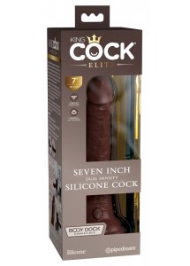 KING COCK ELITE - REALISTYCZNE DILDO Z PODWÓJNEGO SILIKONU BRĄZOWE 18 CM