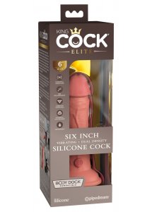 KING COCK ELITE - WIBRATOR NATURALNY Z PODWÓJNEGO SILIKONU CIELISTY 15 CM