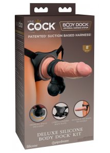 KING COCK ELITE - UPRZĄŻ STRAP-ON Z REALISTYCZNYM PENISEM 20 CM + PIERŚCIEŃ EREKCYJNY