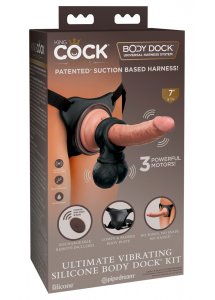 KING COCK ELITE - UPRZĄŻ STRAP-ON Z WIBRATOREM 18 CM + PIERŚCIEŃ EREKCYJNY