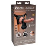 KING COCK ELITE - UPRZĄŻ STRAP-ON Z WIBRATOREM 18 CM + PIERŚCIEŃ EREKCYJNY