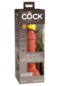 KING COCK ELITE - WIBRATOR NATURALNY Z PODWÓJNEGO SILIKONU CIEMNA SKÓRA 15 CM