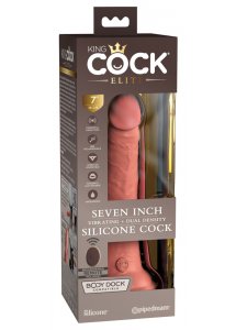 KING COCK ELITE - WIBRATOR NATURALNY Z PODWÓJNEGO SILIKONU CIELISTY 18 CM
