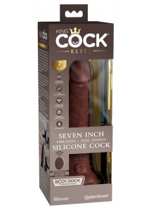 KING COCK ELITE - WIBRATOR NATURALNY Z PODWÓJNEGO SILIKONU BRĄZOWY 18 CM