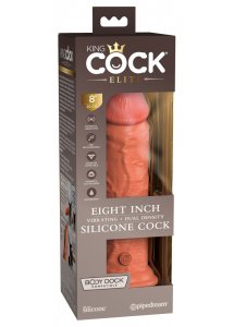 KING COCK ELITE - WIBRATOR NATURALNY Z PODWÓJNEGO SILIKONU JASNY BRĄZ 20 CM