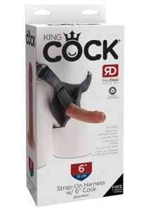 KING COCK - REALISTYCZNE DILDO Z NAPLETKIEM CIELISTE STRAP-ON 18 CM