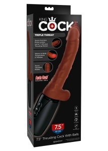 KING COCK - REALISTYCZNY WIBRATOR Z JĄDRAMI BRĄZOWY 19 CM