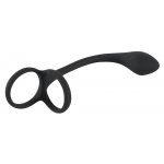 3W1 PIERŚCIEŃ NA PENISA I JĄDRA Z ZATYCZKĄ ANALNĄ-BLACK VELVETS