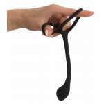 3W1 PIERŚCIEŃ NA PENISA I JĄDRA Z ZATYCZKĄ ANALNĄ-BLACK VELVETS