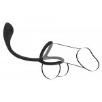 3W1 PIERŚCIEŃ NA PENISA I JĄDRA Z ZATYCZKĄ ANALNĄ-BLACK VELVETS