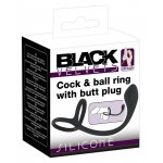 3W1 PIERŚCIEŃ NA PENISA I JĄDRA Z ZATYCZKĄ ANALNĄ-BLACK VELVETS