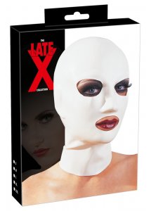 LATE X - MASKA NA GŁOWĘ Z OTWORAMI NA OCZY USTA I NOS BIAŁA