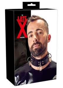 LATE X - LATEKSOWA OBROŻA NA SZYJĘ Z PIERŚCIENIAMI CZARNA