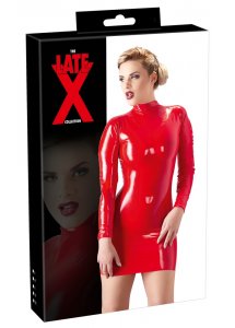 LATE X - SEKSOWNA CZERWONA SUKIENKA Z DŁUGIMI RĘKAWAMI