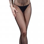 LE FRIVOLE 04926 - CZARNE SIATECZKOWE BODYSTOCKING Z WZOREM NA KLATCE