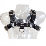 LEATHER BODY CHAIN HARNESS III - SKÓRZANA UPRZĄŻ Z D-RINGIEM CZARNA
