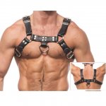 LEATHER BODY CHAIN HARNESS III - SKÓRZANA UPRZĄŻ Z D-RINGIEM CZARNA