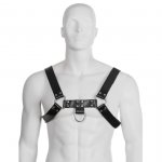 LEATHER BODY CHAIN HARNESS III - SKÓRZANA UPRZĄŻ Z D-RINGIEM CZARNA
