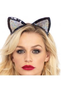 LEG AVENUE - OPASKA NA GŁOWĘ Z CEKINOWYMI KOCIMI USZAMI