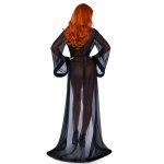 LEG AVENUE - CZARNY SEKSOWNY SZLAFROK Z SZEROKIMI RĘKAWAMI + STRINGI ONE SIZE