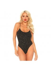 LEG AVENUE - CZARNE WYCIĘTY BODY Z POŁYSKIEM ONE SIZE