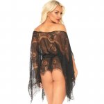 LEG AVENUE - SEKSOWNY ZESTAW KORONKOWY SZLAFROK Z PASEM I STRINGAMI ONE SIZE