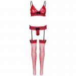LEG AVENUE - CZERWONY KORONKOWY BIUSTONOSZ I STRINGI + KABARETKI ONE SIZE