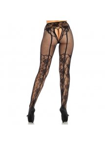 LEG AVENUE - KORONKOWE RAJSTOPY BEZ KROKU Z KOKARDKĄ PLUS SIZE