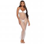 LEG AVENUE - DŁUGA SUKIENKA Z SIATECZKI BEZ PLECÓW BIAŁA ONE SIZE