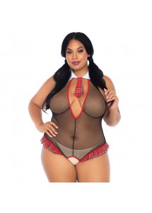 LEG AVENUE - SEKSOWNY KOSTIUM UCZENNICY Z FALBANAMI PLUS SIZE