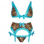 LEG AVENUE - KOMPLET BIUSTONOSZ PAS DO POŃCZOCH I MAJTECZKI PANTERKA ONE SIZE