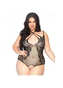 LEG AVENUE - SIATECZKOWE KORONKOWE BODY BEZ KROCZA PLUS SIZE XL/2XL