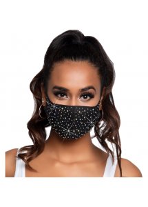 LEG AVENUE - MODNA CZARNA MASECZKA Z KRYSZTAŁAMI