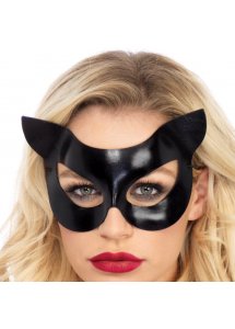 LEG AVENUE - WINYLOWA CZARNA KOCIA MASKA