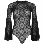 LEG AVENUE - KORONKOWE BODY Z SZEROKIMI RĘKAWAMI CZARNE ONE SIZE