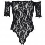 LEG AVENUE - CZARNE KORONKOWE BODY ODKRYTE RAMIONA BEZ KROKU S/M