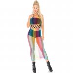 LEG AVENUE - SEKSOWNA TĘCZOWA SUKIENKA W PASKI ONE SIZE