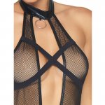  LEG AVENUE - SEKSOWNE SIATECZKOWE BODY Z SUWAKIEM CZARNE