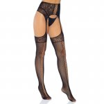 LEG AVENUE - SEKSOWNE POŃCZOCHY Z PASEM I KORONKOWYM TOPEM ONE SIZE