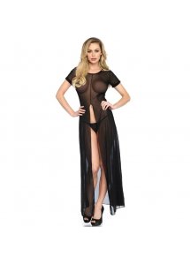 LEG AVENUE - SEKSOWNA SUKNIA Z SIATECZKI Z WYSOKIM ROZCIĘCIEM