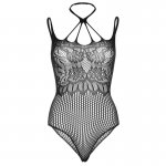 LEG AVENUE - SEKSOWNE KORONKOWE BODY Z SIATECZKI CZARNE ONE SIZE